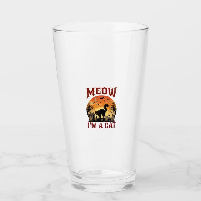 Verre Chat Miaou Halloween Noir Cimetière_1 (Devant)