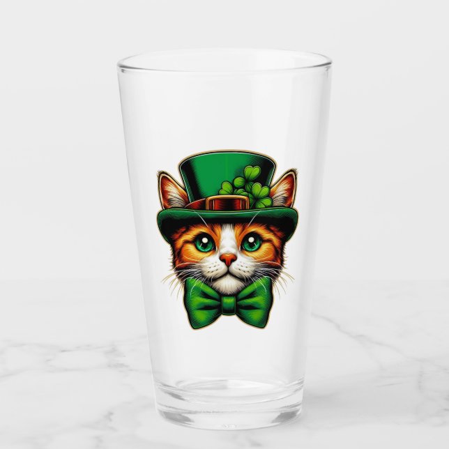 Verre Chat mignon/chaton Saint Patrick's Day (Devant)
