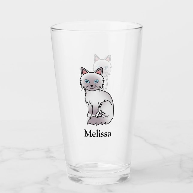 Verre Chat mignon Lilac Point Birman / Ragdoll & nom (Devant)