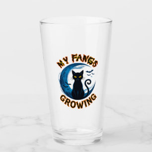 Verre Chat noir de la lune bleue d'Halloween aux crocs g