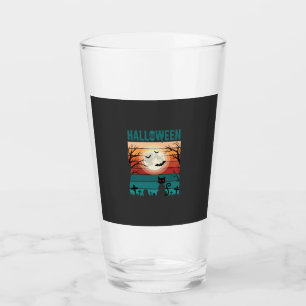 Verre Chat Noir de Lune de Cimetière Rétro Vecteur De