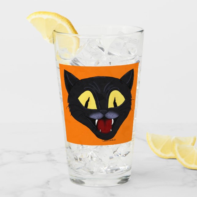 Verre Chat noir d'Halloween (Devant glace)