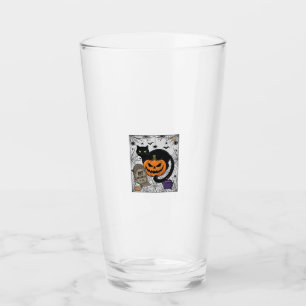 Verre Chat noir d'Halloween Citrouille Pierre tombale Ch