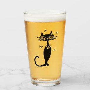 Verre Chat noir du milieu du siècle