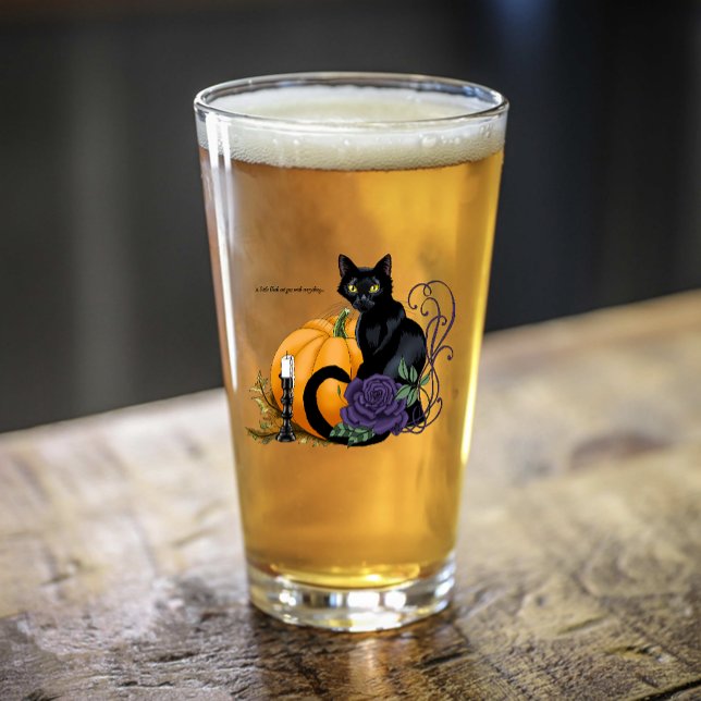 Verre Chat noir Rose pourpre Citrouille Automne (Créateur téléchargé)