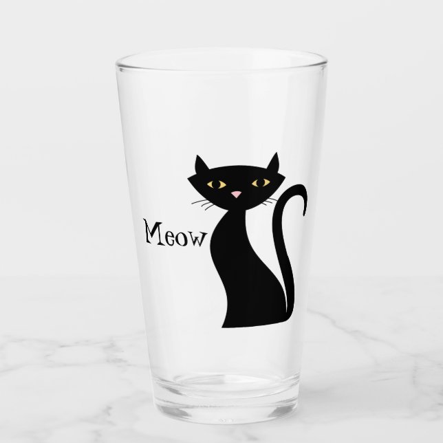 Verre Chat noir vintage (Devant)