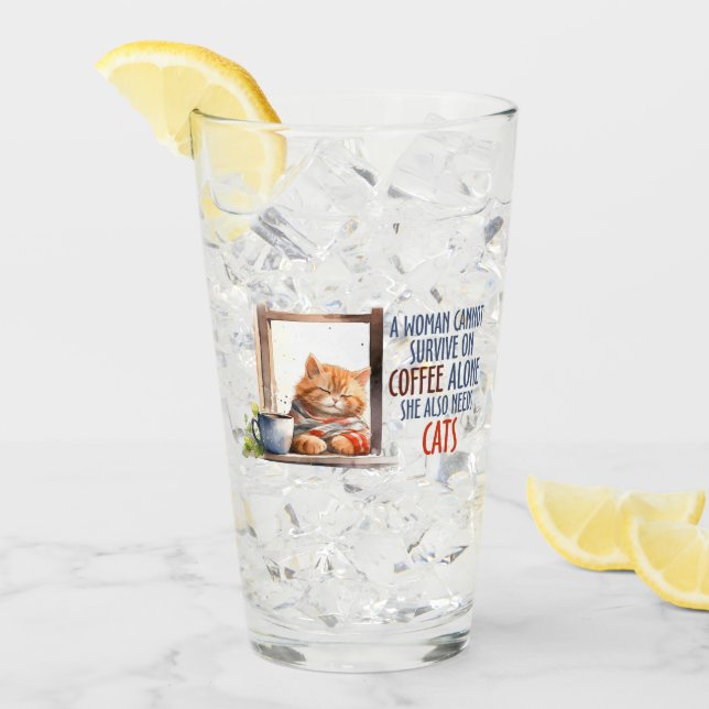 Verre Chat orange dormant avec café - Chat confortable (Devant glace)