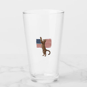 Verre Chat patriotique Drapeau américain Design vectorie