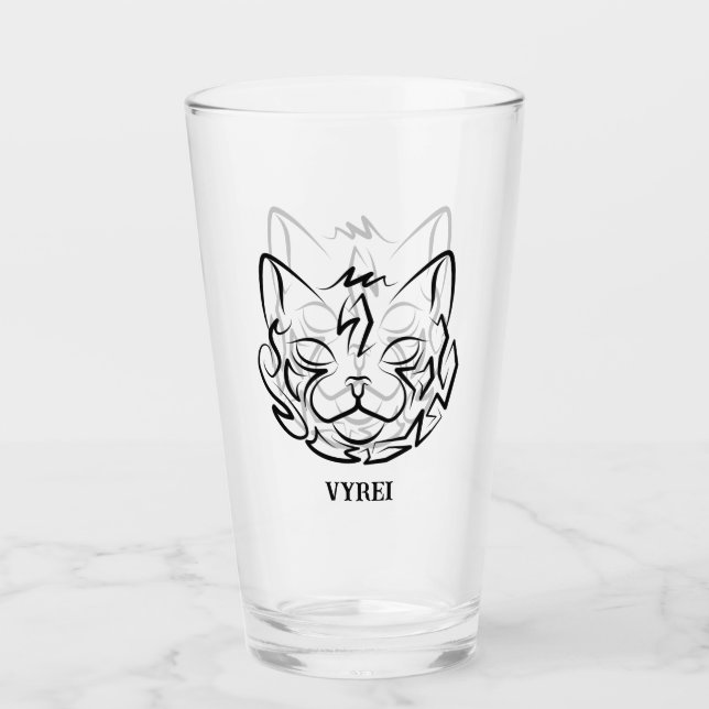 Verre Chat tribal noir et blanc (Devant)