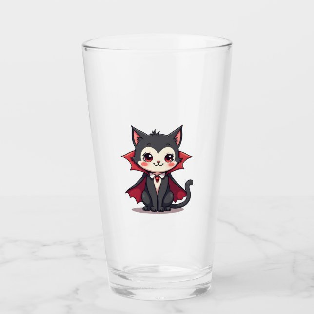Verre Chat Vampire � T-shirt pour animaux mignons pour H (Devant)