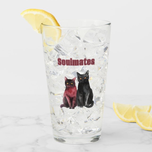 Verre Chats âmes sœurs rouge noir (Devant glace)