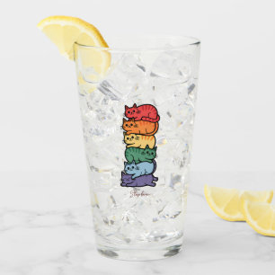 Verre Chats arc-en-ciel empilés - Fête de la fierté LGBT