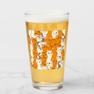 Verre Chats blancs et gingembre motif yeux verts yeux bl