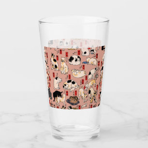 Verre chats japonais Ukiyo-e Funny kitty