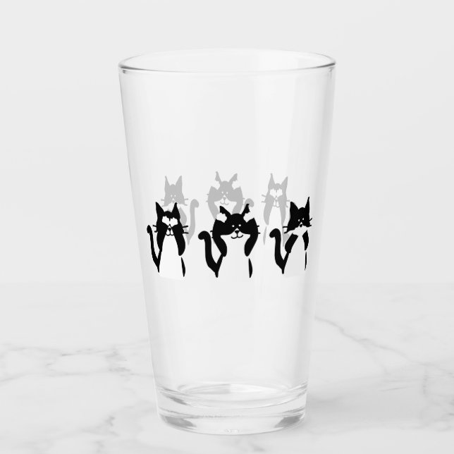 Verre Chats noirs et blancs | Trois chatons sages (Devant)