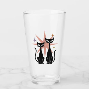 Verre Chats rétro rose Starburst   Mid-Centu