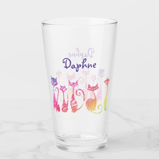 Verre Chats Tourbillonnant en silhouette adorables (Devant)