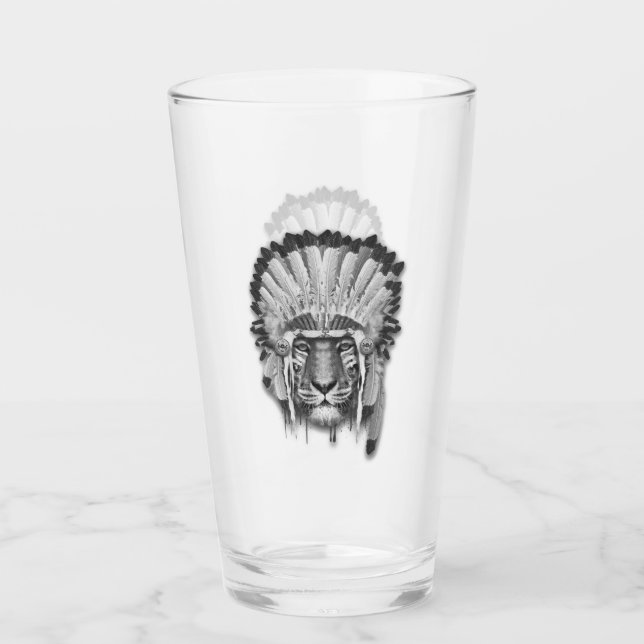 Verre Chef de tigre de Natif américain (Devant)