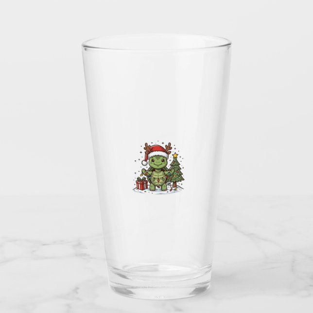 Verre Chemise de conception de tortue de Noël mignonne g (Devant)