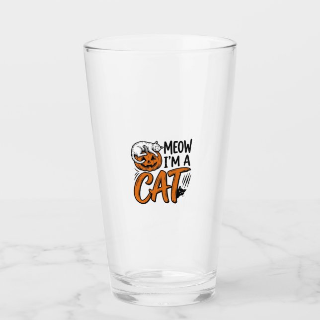 Verre Chemise de typographie de citrouille de chat drôle (Devant)