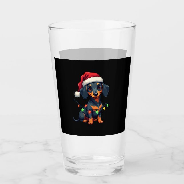 Verre Chemises de Noël de l'arbre de chiens de teckel Ca (Devant)