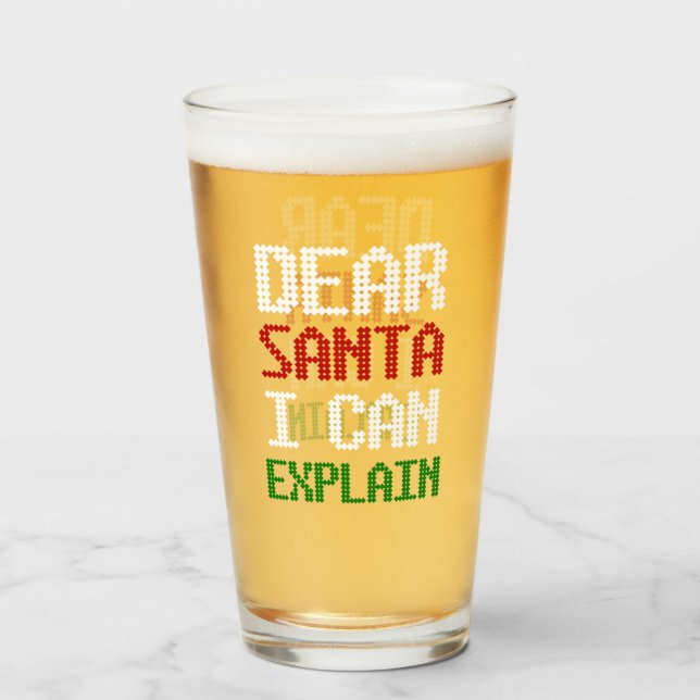 Verre Cher Père Noël, je peux expliquer une lettre amusa (Devant (rempli))