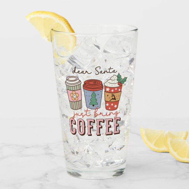 Verre Cher Père Noël | Latte de café de Noël (Devant glace)