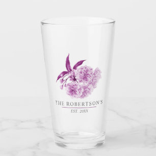 Verre Cherry Blossom fleur violet mariage nom de famille