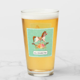 Verre Cheval à roche vintage avec Bouquet floral