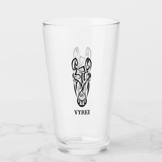 Verre Cheval tribal noir et blanc (Devant)