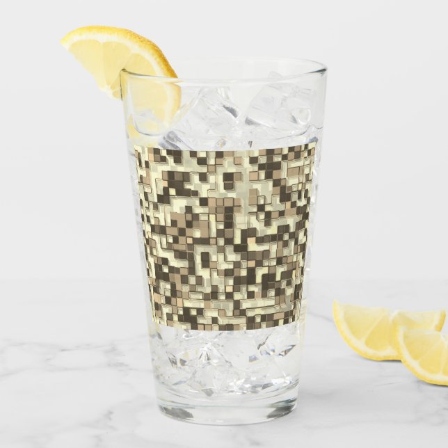 Verre Chevauchement de petits carrés, tons marron à beig (Devant glace)