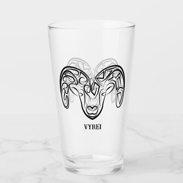 Verre Chèvre tribale noire et blanche / Mouton (Devant)