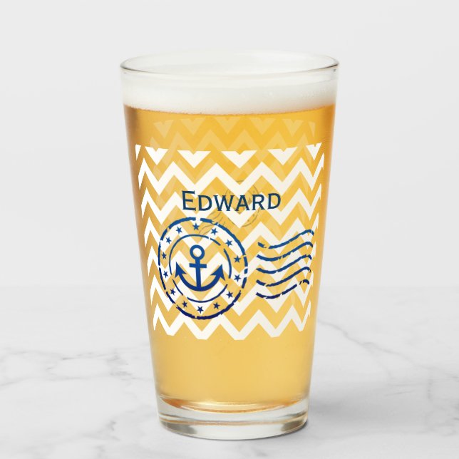 Verre Chevron nautique et sceau d'Ancre (Devant (rempli))