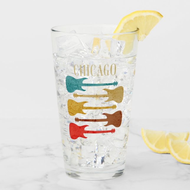 Verre Chicago Vintage Guitars Concert Festival Souvenir (Dos glace)