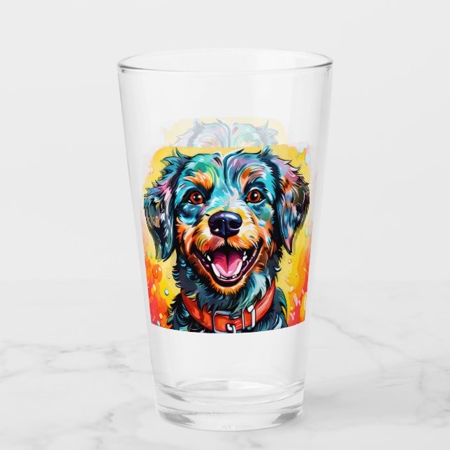 Verre Chien avec des lunettes (Devant)