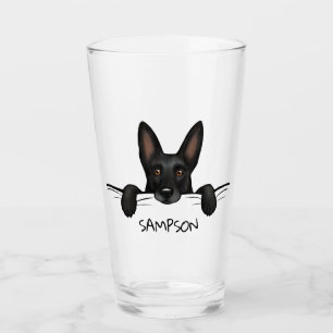Verre Chien berger allemand noir mignon personnalisé