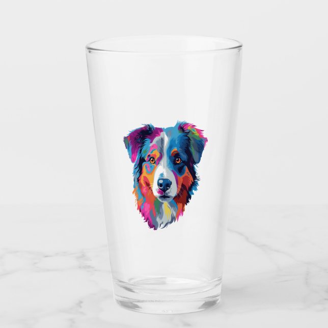 Verre Chien berger australien coloré (Devant)