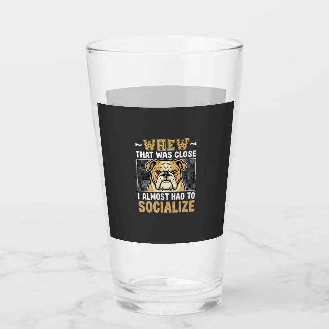 Verre Chien Bouledogue Drôle Sociabiliser (Devant)