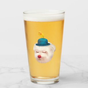 Verre Chien Clown Rêveur : Bichon Sourire avec Chapeau B