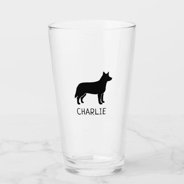 Verre Chien de bétail australien Silhouette Heeler perso (Devant)