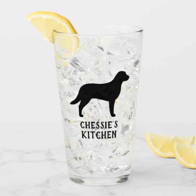 Verre Chien de Chesapeake Bay Retriever Silhouette Chess (Devant glace)