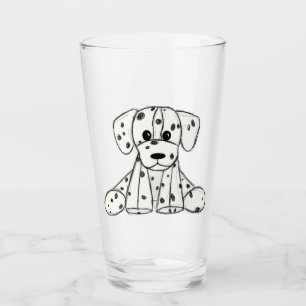 Verre Chien en dalmate dessin simple noir