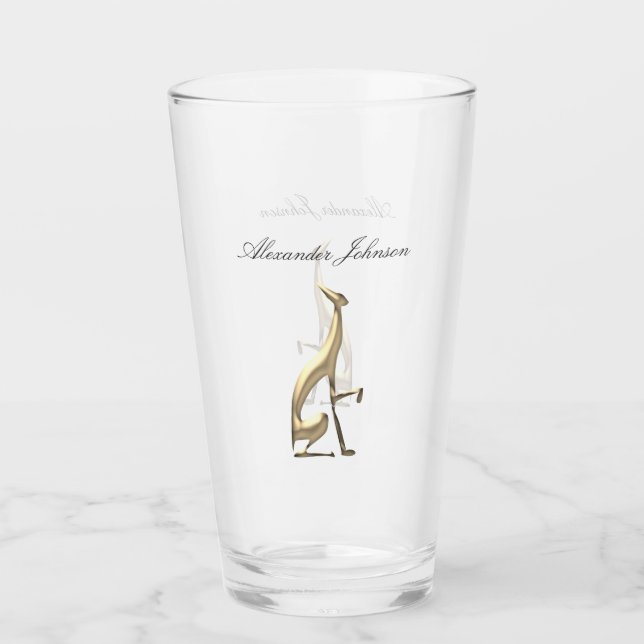 Verre Chien Greyhound Or Élégant Monogrammé (Devant)