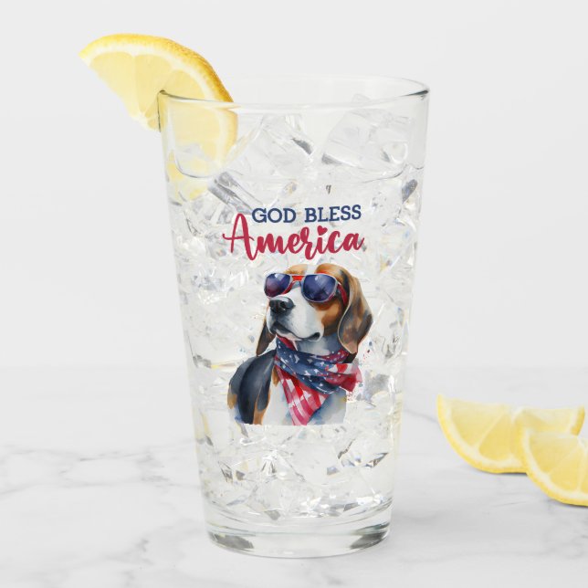 Verre Chien patriote-Beagle (Devant glace)