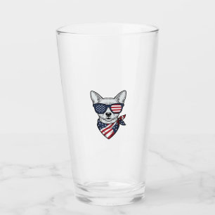 Verre Chien Patriotique avec Lunettes de Soleil Drapeau 