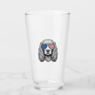 Verre Chien Patriotique avec Lunettes de Soleil Drapeau 