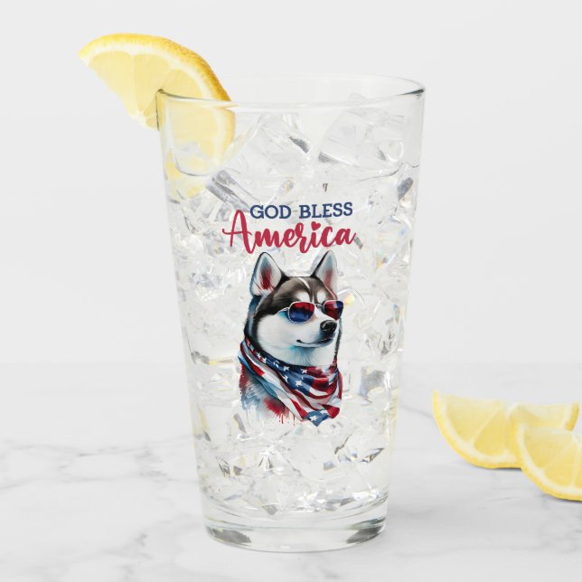 Verre Chien Patriotique-Husky (Devant glace)