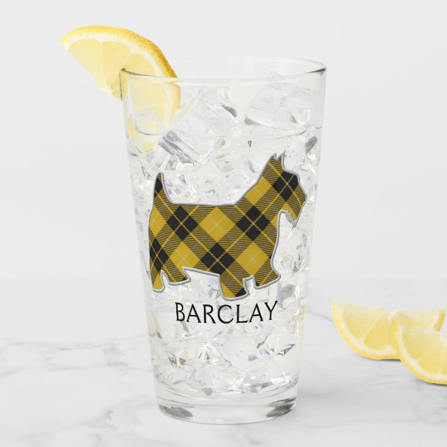 Verre Chien Scott Tartan Clan Barclay (Devant glace)