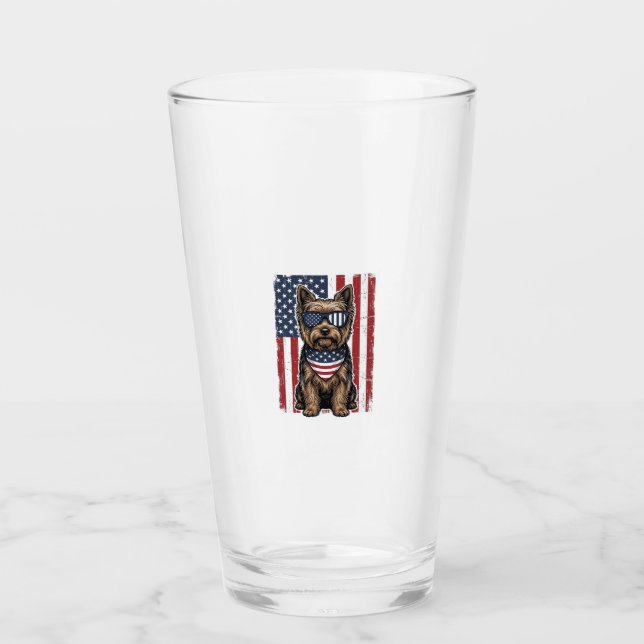 Verre Chien Terrier Patriotique Dessin Vectoriel Drapeau (Devant)