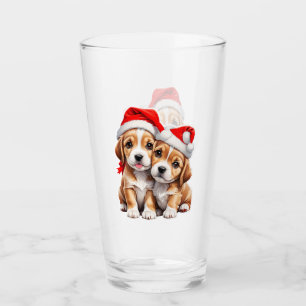 Verre Chiens chiots de Noël